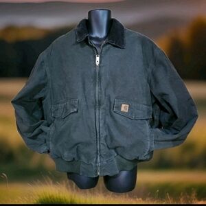 Carhartt J165 Mens XXL Jacket Sandstone Black Bomber Quilt Lined Vintage READ